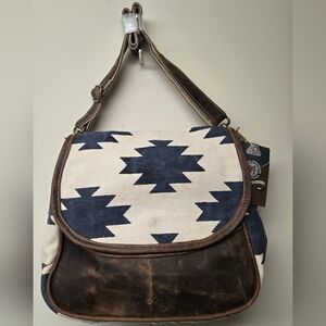 NWT Handmade Hopofly Shoulder Bag - Leather And Canvas